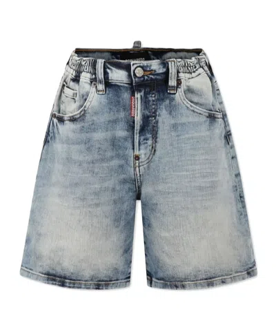 Dsquared2 Denim Shorts  With Logo In Gray