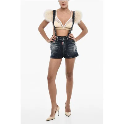 Dsquared2 Denim Shorts With Suspenders