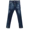 Dsquared2 Slim Fit Distressed Blue Denim Jeans With Paint Splatters