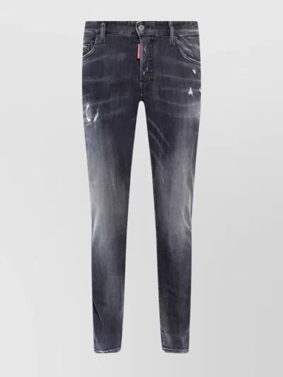 Dsquared2 Denim Trousers Distressed Belt Loops In Black