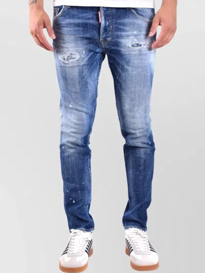 Dsquared2 Denim Trousers Distressed Belt Loops In Blue