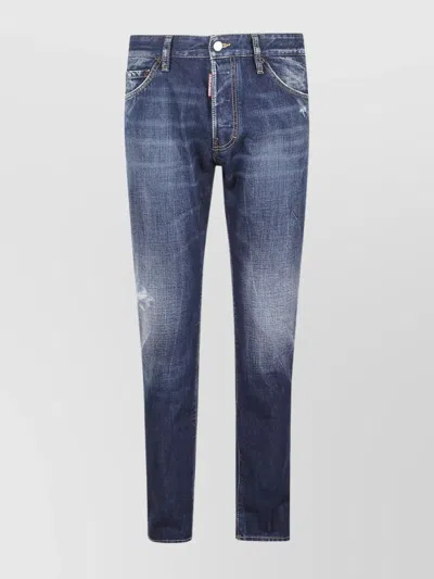 DSQUARED2 DENIM TROUSERS FADED CONTRAST STITCHING