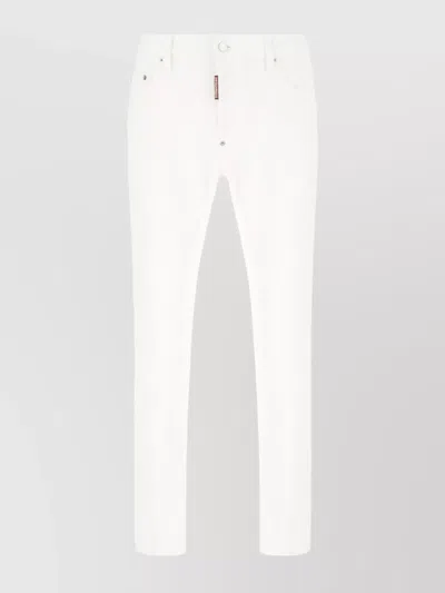 Dsquared2 Denim Trousers With Belt Loops And Metal Rivets In White
