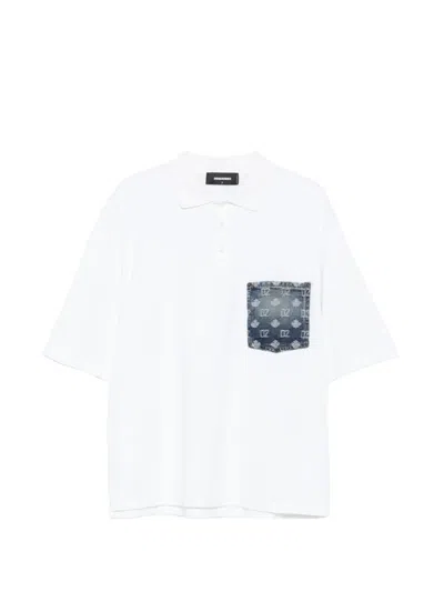 Dsquared2 Denim-pocket Polo Shirt In White