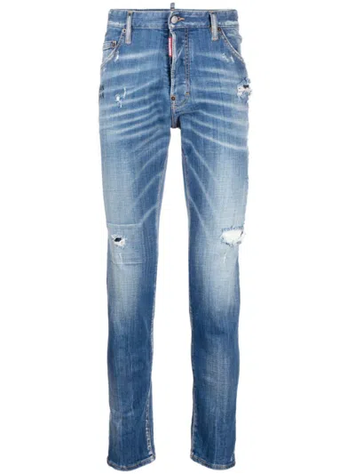 Dsquared2 Designer 5-pocket Navy Blue Jeans For Men In Blue Navy