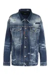 DSQUARED2 DESTROYED DENIM JACKET WITH CONTRAST STITCHING FOR WOMEN