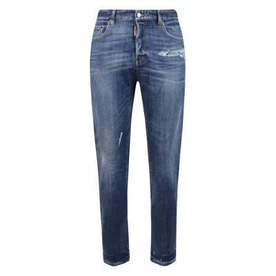 Dsquared2 Destroyed Regular Jeans In Blue