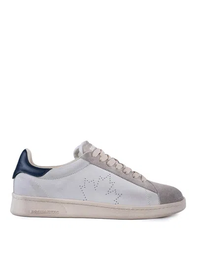 Dsquared2 Dirty Maple Leaf Boxer Leather Sneakers In White