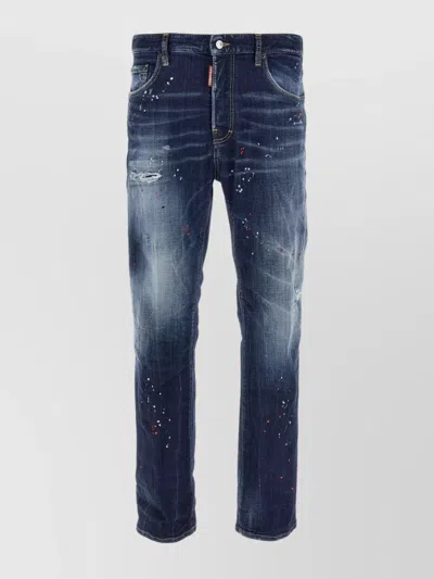 Dsquared2 Distressed '642' Denim Trousers With Faded Wash In Blue