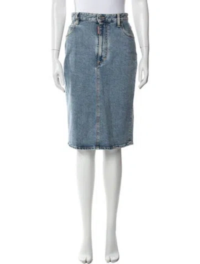 Pre-owned Dsquared2 Distressed Accents Knee-length Skirt In Blue