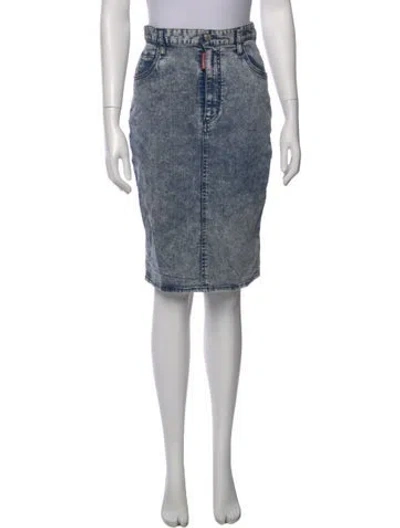 Pre-owned Dsquared2 Distressed Accents Knee-length Skirt In Blue