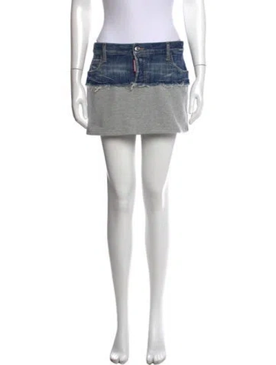 Pre-owned Dsquared2 Distressed Accents Mini Skirt In Blue