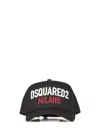Dsquared2 Distressed Black Cotton Baseball Cap With Logo Embroidery In Black