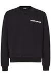 Dsquared2 Distressed Black Cotton Sweatshirt With Iconic Branding In Black