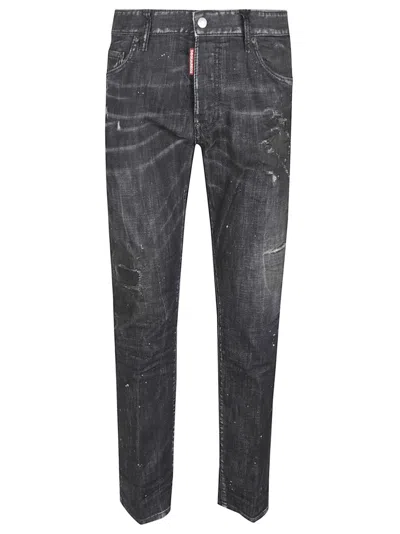 Dsquared2 Distressed Black Denim Jeans In Gray
