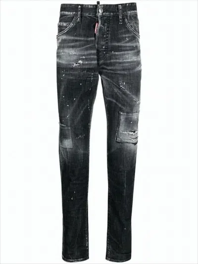 Dsquared2 Distressed Black Slim-fit Denim Pants