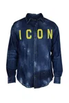 Dsquared2 Icon-print Denim Shirt In Blue