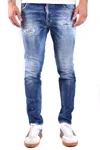 Dsquared2 Distressed Blue Slim Fit Jeans With Classic Five-pocket Design In Blue
