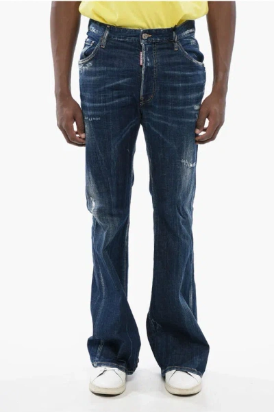 DSQUARED2 DISTRESSED BOB DENIMS WITH DARK WASH
