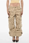 Dsquared2 Distressed Cargo Pants With Logo Buttons In Neutral
