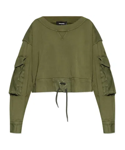DSQUARED2 DSQUARED2 BOAT NECK DISTRESSED CARGO SWEATSHIRT
