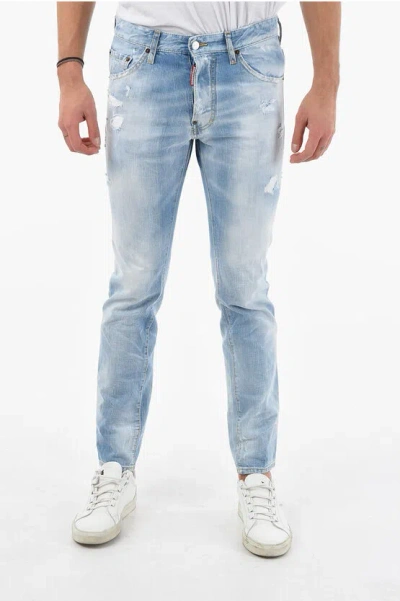 Dsquared2 Distressed Cool Guy Denims With Back Logo Patch In Blue