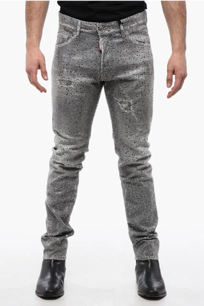 Dsquared2 Distressed Cool Guy Denims With Studs In Gray
