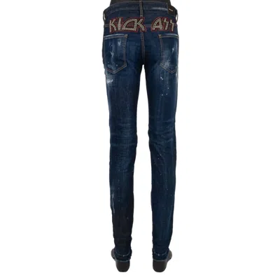 Pre-owned Dsquared2 Distressed Cool Guy Jean Kick Ass Perlen 5-pockets Jeans Hose 13649 In Blau