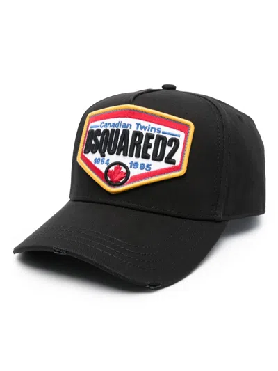 DSQUARED2 DSQUARED2 DISTRESSED COTTON BASEBALL CAP WITH EMBROIDERED LOGO