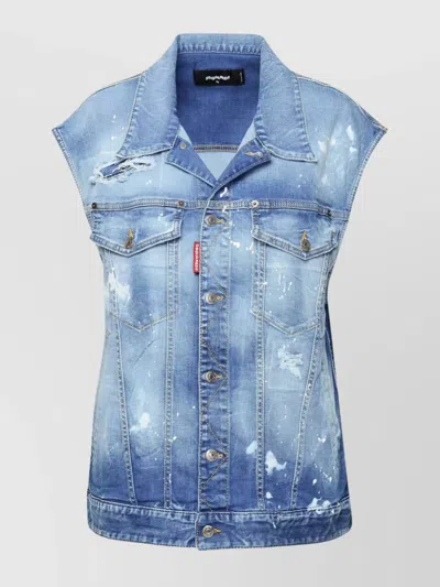 Dsquared2 Blue Cotton Blend Vest