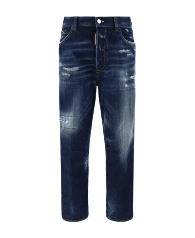 Dsquared2 Distressed Cropped Jeans In Black