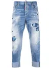 Dsquared2 Distressed Cropped Jeans In Blue