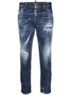 Dsquared2 Mid-rise Distressed Cropped Jeans In Blue