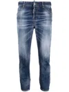 Dsquared2 Faded Cropped Jeans In Blue