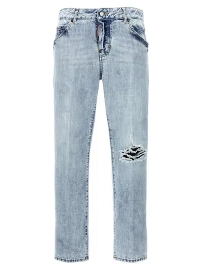 Dsquared2 Distressed Cropped Jeans In Blue