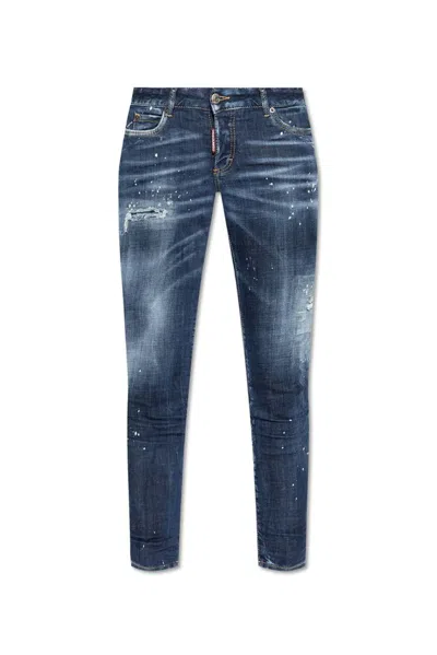 Dsquared2 Distressed Cropped Jeans In Blue