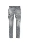 Dsquared2 Paint-splatter Ripped Jeans In Grey