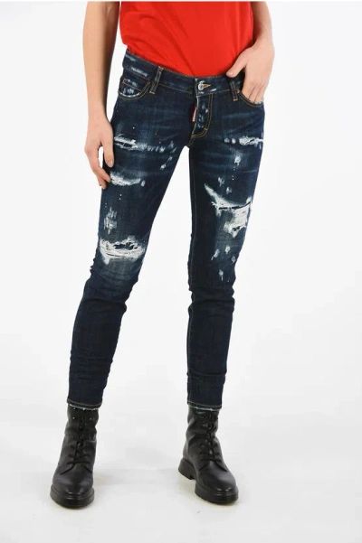 Dsquared2 Distressed Cropped Jennifer Jeans In Blue