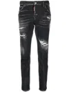 Dsquared2 Distressed Cropped Skinny Jeans In Black
