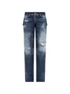 Dsquared2 Distressed Cut-out Jeans In Blue