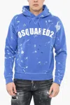 Dsquared2 Distressed D2 Goth Foam Hoodie In Blue