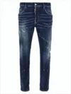Dsquared2 Distressed Dark Blue Slim Fit Jeans In Blue
