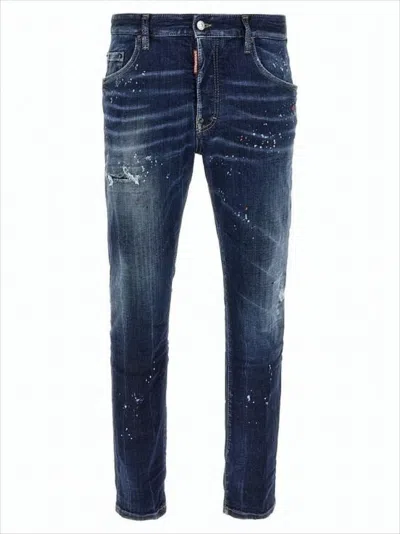 DSQUARED2 DISTRESSED DARK BLUE SLIM FIT JEANS
