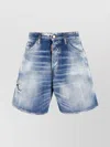 Dsquared2 Logo-tag Distressed Denim Shorts In White