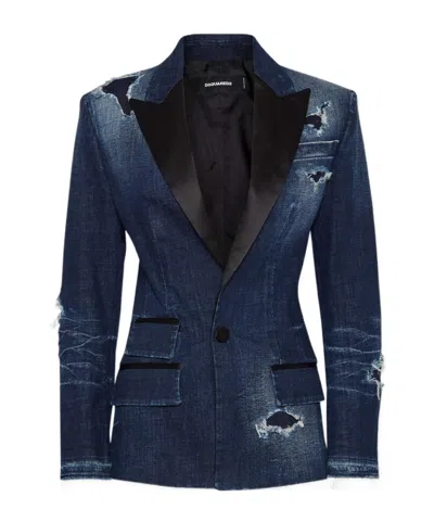 DSQUARED2 DSQUARED2 DISTRESSED DENIM BLAZER