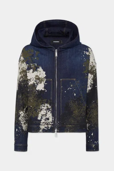 Dsquared2 Distressed Denim Jacket In Blue
