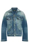Dsquared2 Distressed Denim Jacket In Navy Blue