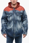 DSQUARED2 DISTRESSED DENIM JACKET WITH SHEARLING