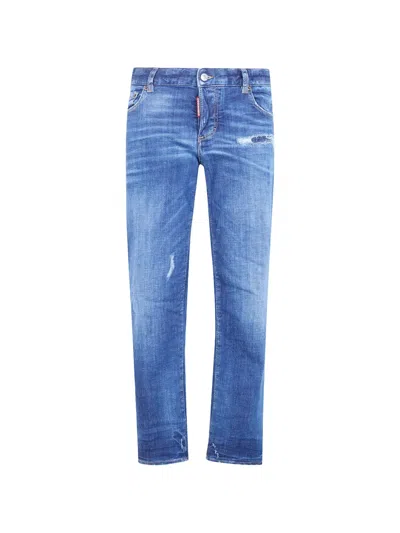 Dsquared2 Jenna Jeans Distressed Belt Loops Pockets In Blue
