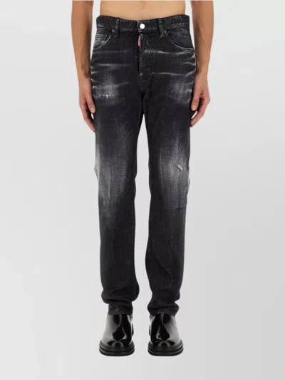 Dsquared2 Distressed Denim Jeans Faded Effect In Black